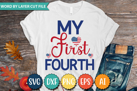My First FourthSVG Cut File,SVGs,quotes-and-sayings,food-drink,mini-bundles,print-cut,on-sale,Clipart Clip Art Sublimation or Vinyl Shirt Design SVG DesignPlante 503 