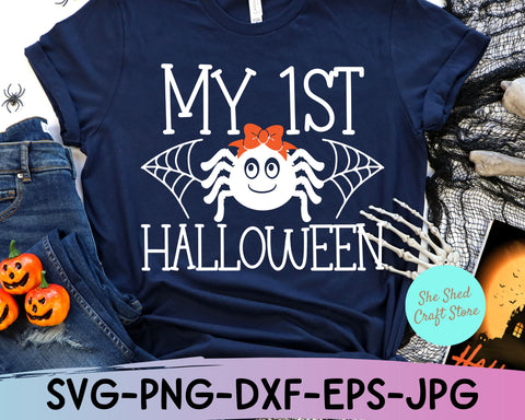 My First Halloween, Baby Girl Halloween Svg, Halloween Shirt Svg, Trick or Treat Svg SVG She Shed Craft Store 