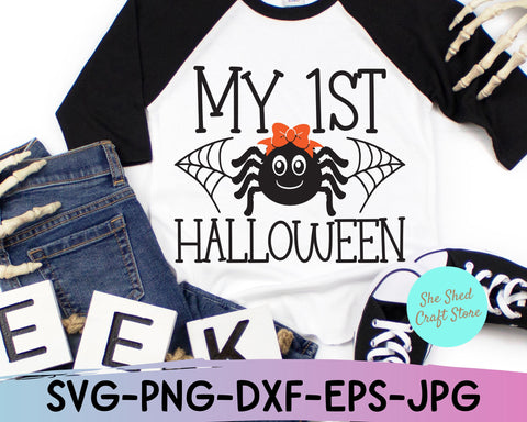 My First Halloween, Baby Girl Halloween Svg, Halloween Shirt Svg, Trick or Treat Svg SVG She Shed Craft Store 