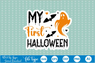 My First Halloween Sticker SVG SVGs,Quotes and Sayings,Food & Drink,On Sale, Print & Cut SVG DesignPlante 503 