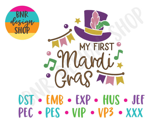 My First Mardi Gras Machine Embroidery Design Embroidery/Applique BNRDesignShop 