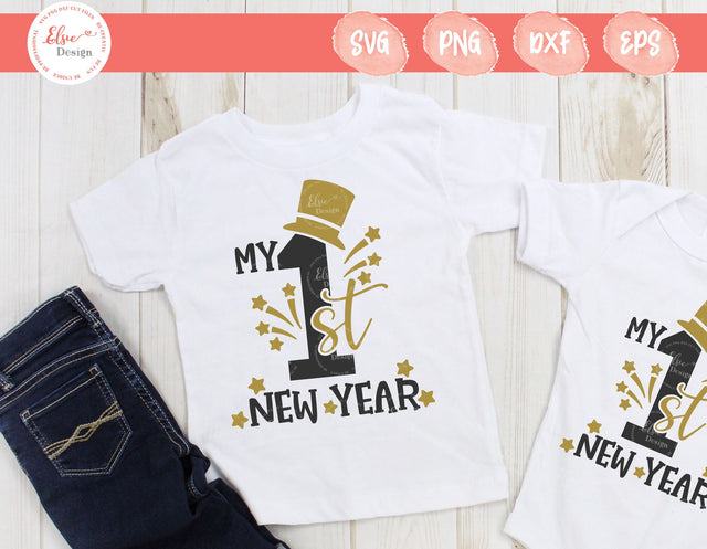 My First New Year - Gentleman - SVG, PNG, DXF, EPS SVG Elsie Loves Design 