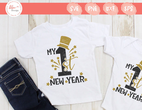 My First New Year - Gentleman - SVG, PNG, DXF, EPS SVG Elsie Loves Design 