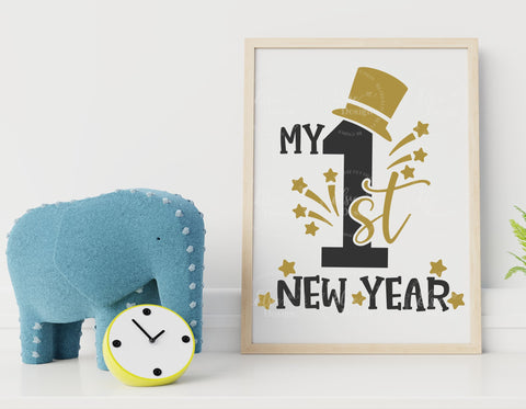 My First New Year - Gentleman - SVG, PNG, DXF, EPS SVG Elsie Loves Design 