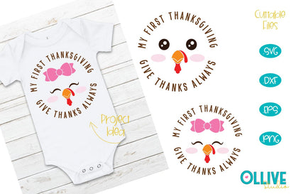 My First Thanksgiving Cute Turkey SVG Bundle SVG Ollive Studio 