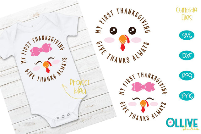 My First Thanksgiving Cute Turkey SVG Bundle SVG Ollive Studio 