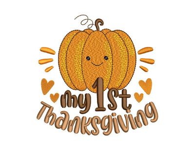 My First Thanksgiving Embroidery Design, Autumn Embroidery Design, 4 sizes, Instant Download Embroidery/Applique DESIGNS Nino Nadaraia 