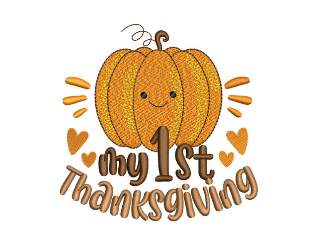 My First Thanksgiving Embroidery Design, Autumn Embroidery Design, 4 sizes, Instant Download Embroidery/Applique DESIGNS Nino Nadaraia 
