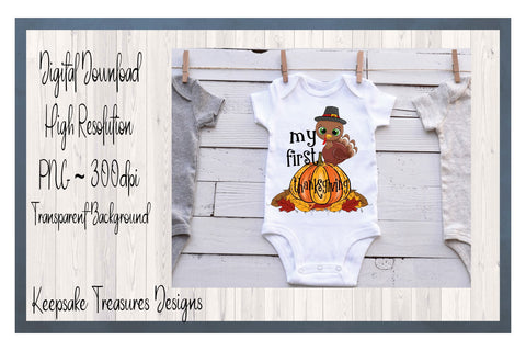 My First Thanksgiving, Girl and Boy Set, Sublimation PNG Sublimation Keepsake Treasures Designs LLC. 