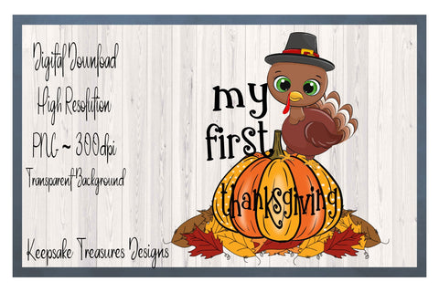 My First Thanksgiving, Girl and Boy Set, Sublimation PNG Sublimation Keepsake Treasures Designs LLC. 