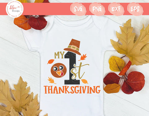 My First Thanksgiving / My First Fall - SVG, PNG, DXF, EPS SVG Elsie Loves Design 