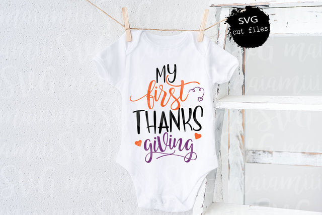 My First Thanksgiving Svg, My 1st Thanksgiving, Baby Turkey Svg, 1st Thanksgiving, Fall Baby Onesie, Turkey Svg SVG MaiamiiiSVG 