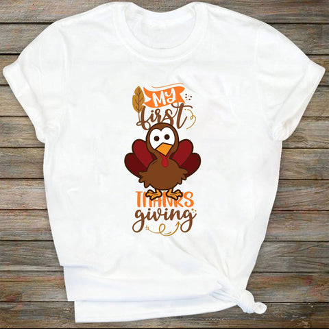 My first Thanksgiving SVG PNG Files for cutting machines, digital clipart, baby's first thanksgiving, little turkey, fall SVG DiamondDesign 