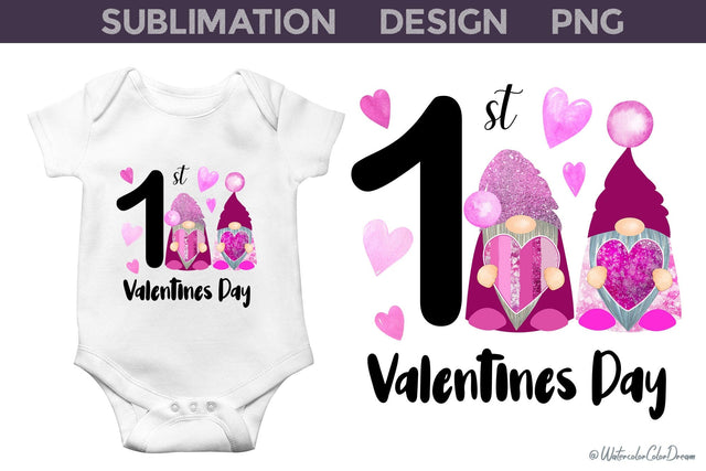 My First Valentines Day I Baby Valentines Sublimation PNG Sublimation WatercolorColorDream 