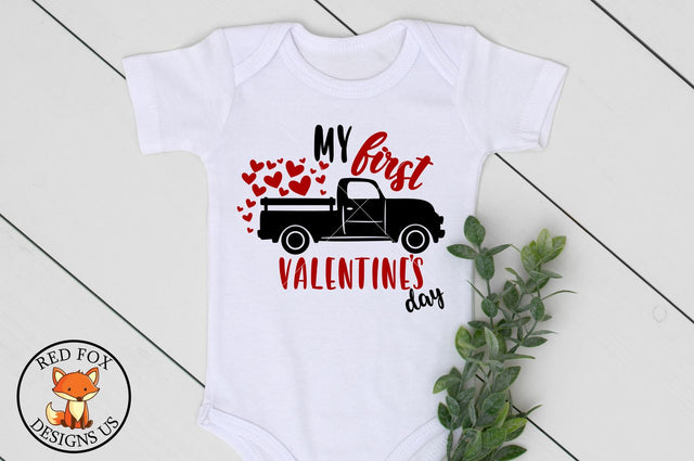 My First Valentine's Day with Vintage Truck SVG SVG RedFoxDesignsUS 