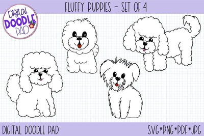 My Fluffy Puppies | 4 Dog SVG Cut Files SVG Digital Doodle Pad 