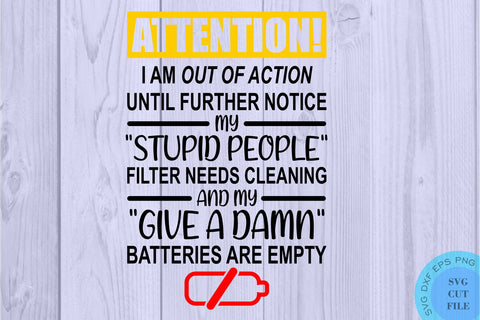 My Give a Damn Batteries Are Empty Svg Funny Sarcasm Svg Funny Sarcastic Svg Funny Svg SVG Whistlepig Designs 
