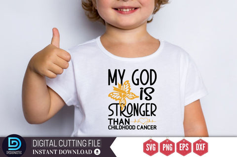 My god is stronger than childhood cancer SVG SVG DESIGNISTIC 