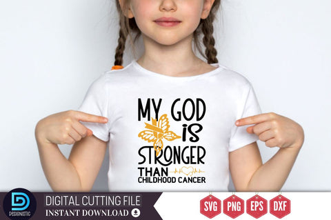My god is stronger than childhood cancer SVG SVG DESIGNISTIC 