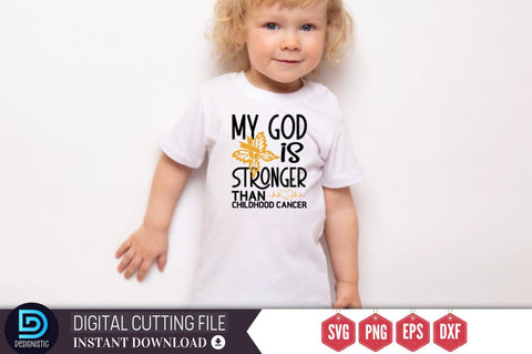 My god is stronger than childhood cancer SVG SVG DESIGNISTIC 
