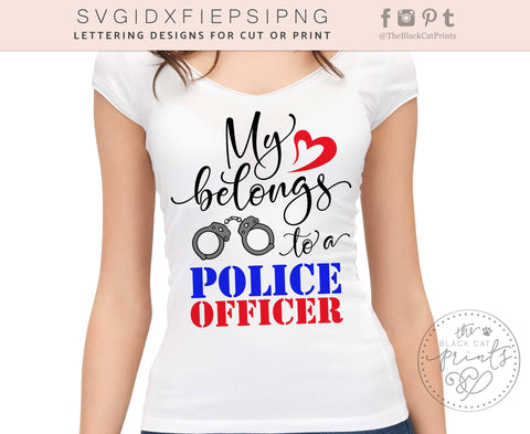 My heart belongs to a police officer Cut file SVG TheBlackCatPrints 
