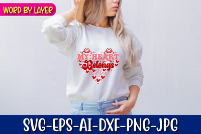 My Heart Belongs to You Retro Valentine's Day Design SVG Blessedprint 