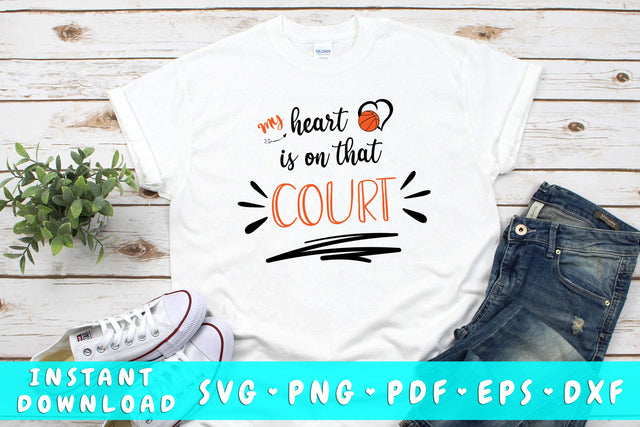 My Heart Is On That Court Basketball SVG SVG HappyDesignStudio 
