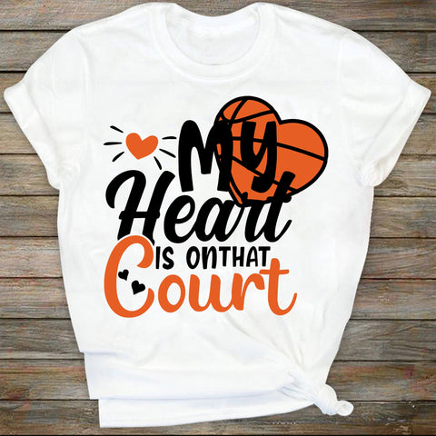 My heart is on that court SVG Cutting File, Basketball mom svg, silhouette svg, cricut svg, Basketball svg SVG DiamondDesign 