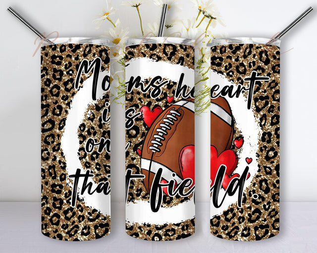 My Heart Is On That Field Tumbler Design, Football Mom 20oz Skinny Tumbler, Leopard Tumbler Wrap, Sports Mom Sublimation Design, Football Love Gift, Instant Download Sublimation PixelChick 