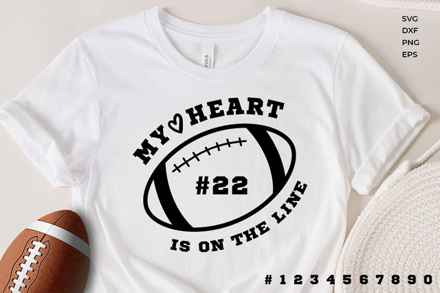 My heart is on the line football svg shirt SVG KMarinaDesign 