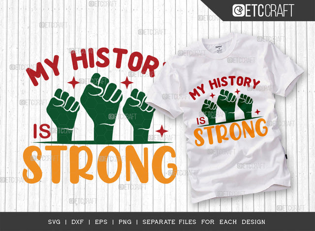 My History Is Strong SVG Cut File, Black History Month Svg, Black History Svg, African American Svg, Black Lives Matter Svg, Black Power Svg, Afro Quote, ETC T00320 SVG ETC Craft 