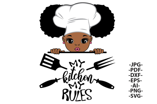 My Kitchen My Rules Svg,Knife And Fork Kitchen Black Girl Cooking Svg, Afro Girl Baking Svg, Funny Kitchen Sign, Recipe Svg, Cricut Cut File SVG 1uniqueminute 