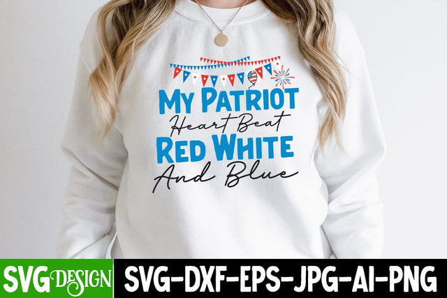 My Patriot Heart Beat red White And Blue SVG Cut File,My Patriot Heart Beat red White And Blue Sublimation , All American Boy SVG Cut File, All American Boy Sublimation Design, 4th Of July SVG Design, American SVG Cut File, 'Merica SVG Cut File SVG BlackCatsMedia 