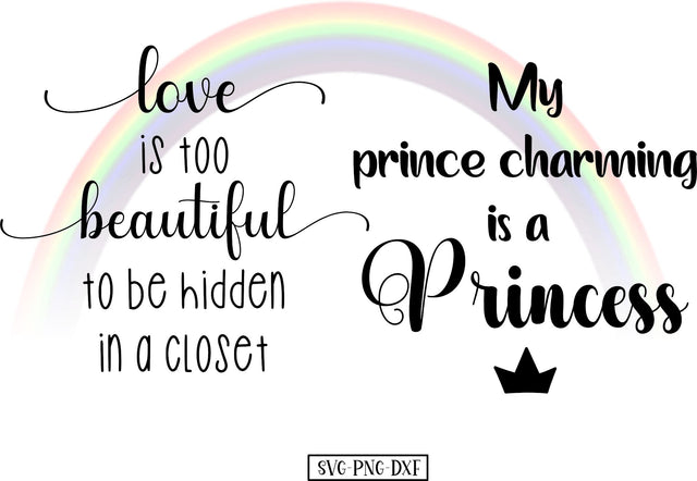 My prince charming is a princess, Love is too beautiful to be hidden in a closet SVG Calico Creations Svg 