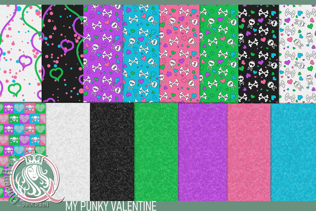 My Punky Valentine Papers Digital Pattern QueenBrat Digital Designs 