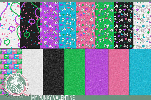 My Punky Valentine Papers Digital Pattern QueenBrat Digital Designs 