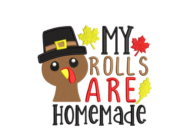 My Rolls are Homemade Embroidery Design, Thanksgiving Embroidery File, 4 sizes, Instant Download Embroidery/Applique DESIGNS Nino Nadaraia 
