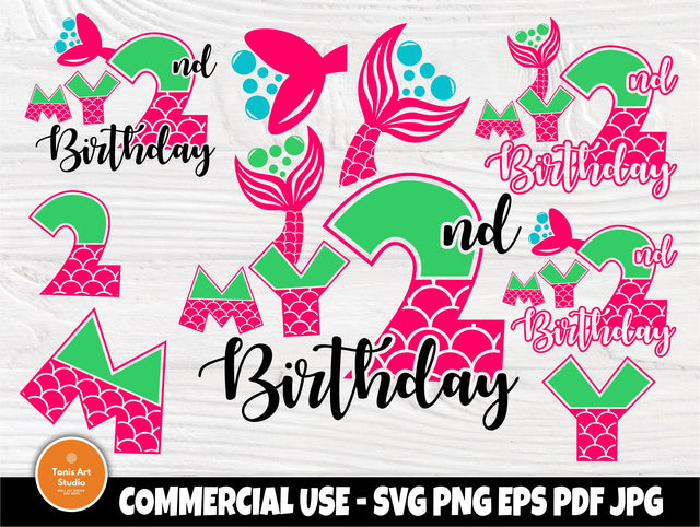 My second birthday SVG, Mermaid Birthday svg Files SVG TonisArtStudio 