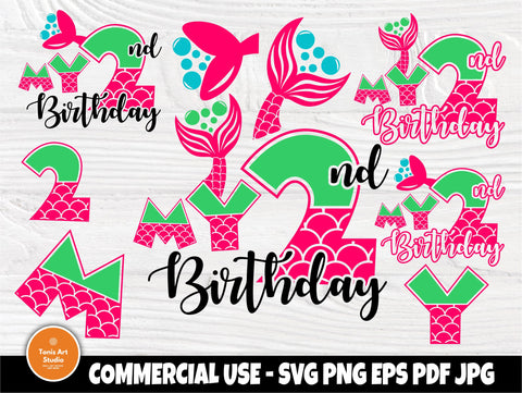 My second birthday SVG, Mermaid Birthday svg Files SVG TonisArtStudio 