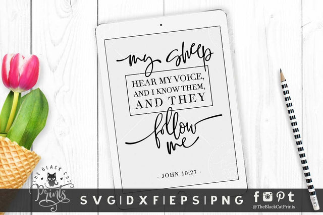 My sheep follow me | Christian cut file SVG TheBlackCatPrints 
