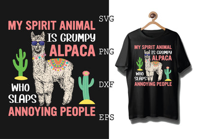 My Spirit Animal is Grumpy Alpaca Svg, Alpaca Svg, Cute Llama Svg, Girl Llama, Svg SVG DesignTShirt 