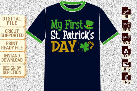 My St. Patrick's Day T-Shirt, Saint Shamrock, Hat Shirt, Patrick's Day Shirt, First Patrick's Day Shirt Print Template Sketch DESIGN Depiction Studio 