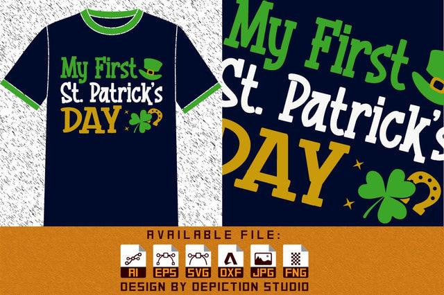 My St. Patrick's Day T-Shirt, Saint Shamrock, Hat Shirt, Patrick's Day Shirt, First Patrick's Day Shirt Print Template Sketch DESIGN Depiction Studio 