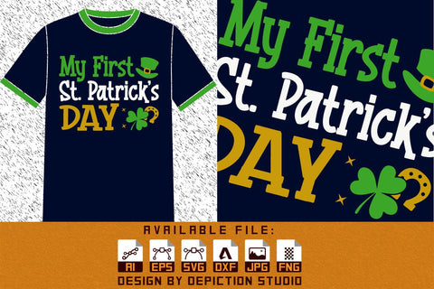 My St. Patrick's Day T-Shirt, Saint Shamrock, Hat Shirt, Patrick's Day Shirt, First Patrick's Day Shirt Print Template Sketch DESIGN Depiction Studio 