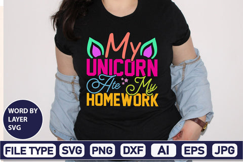 My Unicorn Ate My Homework SVG Cut File SVG DesignPlante 503 