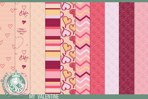 My Valentine Papers Digital Pattern QueenBrat Digital Designs 