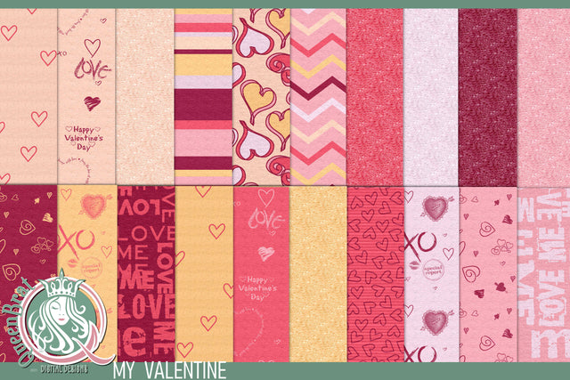 My Valentine Papers Digital Pattern QueenBrat Digital Designs 