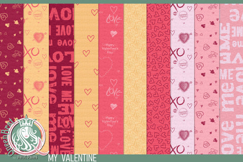 My Valentine Papers Digital Pattern QueenBrat Digital Designs 
