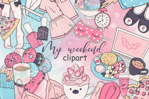 My Weekend Clipart | Self Care Graphics SVG GlamArtZhanna 