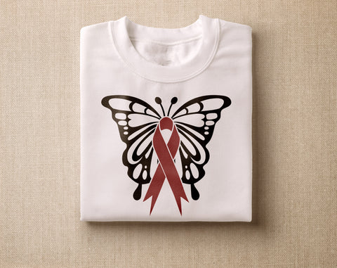 Myeloma Awareness SVG Bundle, 22 Designs, Burgundy Cancer Ribbon SVG SVG HappyDesignStudio 